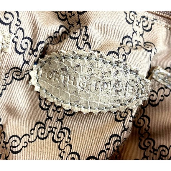 Forth & Towne Snakeskin Print Leather Satchel Purse with Silver Hardware - Picture 10 of 12